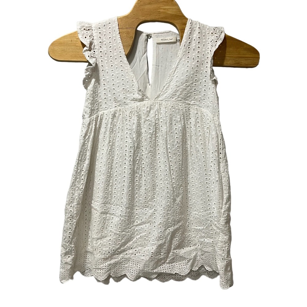 Mustard Seed Dress Lace Ruffle Sleeves Lightweight‎ Shorts Lined Small V Neck